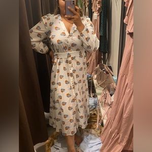 Zara button up cotton dress with tie belt